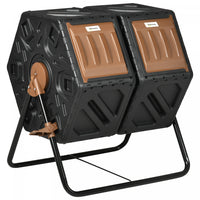 Outsunny Bac A Compost A Double Chambre De 34,5 Gallons Avec Pieds En Acier