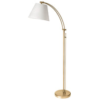 Lampe à pied Felix réglable de Dainolite avec abat-jour blanc, fini laiton vieilli et 1 ampoule
