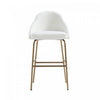Tabouret de bar moderne Gracie en metal et tissu, blanc et dore