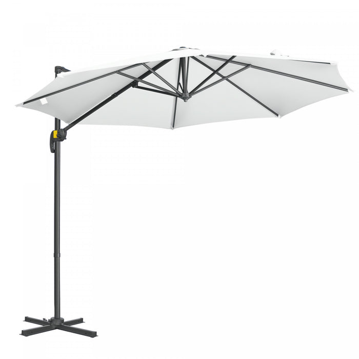 Outsunny Φ9,6 'parasol Deporte Suspendu En Aluminium Pour Exterieur, Blanc
