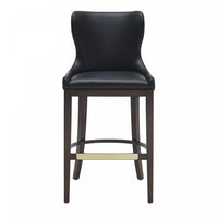 Tabouret de bar Blair moderne en bois avec assise rembourree, coloris noir