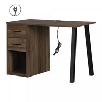 Bureau d’ordinateur Zolten avec multiprise - noyer naturel