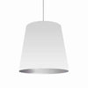 Grand luminaire suspendu de Dainolite avec très grand abat-jour cylindrique blanc et argenté, et 1 ampoule