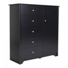 Vito Commode A Porte 5 Tiroirs - Noir Solide