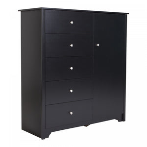 Vito Commode A Porte 5 Tiroirs - Noir Solide