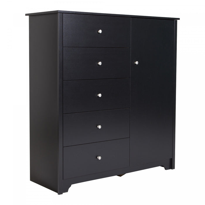 Vito Commode A Porte 5 Tiroirs - Noir Solide