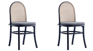 Ensemble 2 chaises de salle à manger Paragon de Manhattan Comfort avec coussins gris - noir et cannage