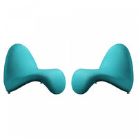Fauteuil d’appoint moderne en melange de laine MoMa, couleur turquoise – Lot de 2