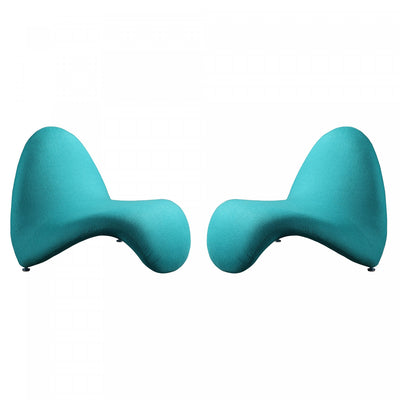 MoMa Modern Wool Blend Accent Chair in Teal - Set of 2 | Fauteuil d’appoint moderne en melange de laine MoMa, couleur turquoise – Lot de 2