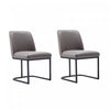 Chaise de salle a manger moderne Serena en metal et cuir vegetalien taupe - Lot de 2