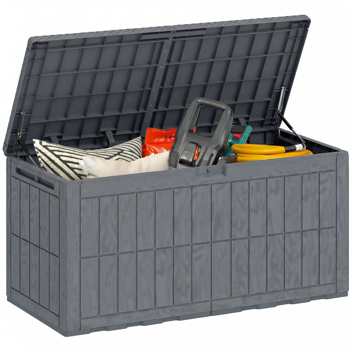 Outsunny Coffre de rangement en resine de 378 litres, coffre exterieur verrouillable