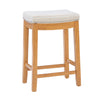 Tabouret Claridge de hauteur comptoir en tissu d’apparence lin et sans dossier - rayures rustiques