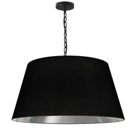 Grand luminaire suspendu Brynn de Dainolite avec abat-jour noir et argenté, fini noir et 1 ampoule