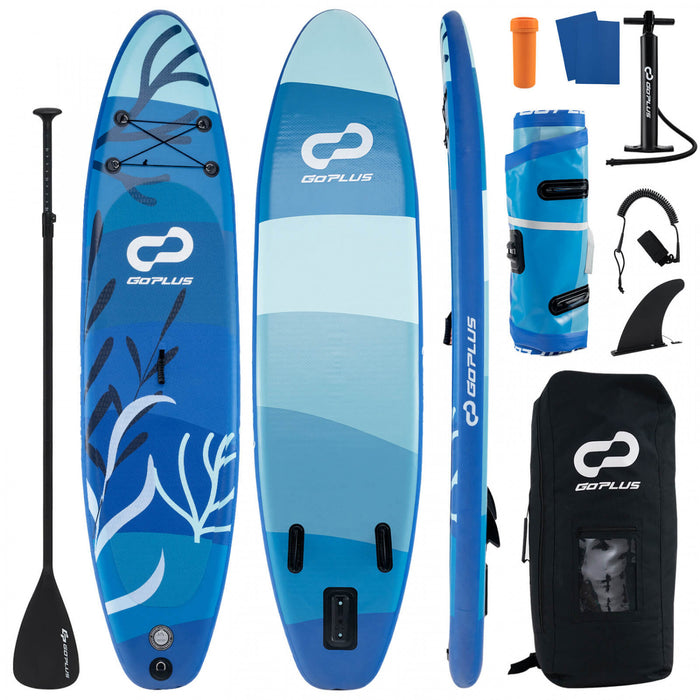 Grand Conseil Gonflable De Sup Goplus, Conseil De Pagaie Portable Avec Des Anneaux 5d Se Tiennent Sur Le Conseil De Pagaie Pour La Jeunesse Et L'adulte Marine