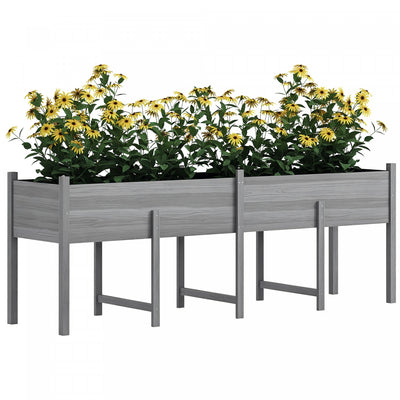 Outsunny Extra Large Wooden Planter Box with Legs & Drain Holes, Grey