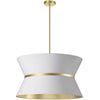 Luminaire suspendu Caterine de Dainolite de 24 po de diamètre, avec abat-jour blanc, anneau argenté, fini laiton vieilli et 4 ampoules