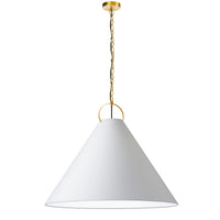 Luminaire suspendu Princeton de Dainolite de 32 po de diamètre avec abat-jour blanc, fini laiton vieilli et 1 ampoule