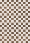 Carpette géométrique Leopold brune et blanche à motif de carreaux - 6 pi 7 po x 9 pi 6 po