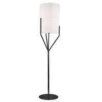 Lampe à pied Khloe de Dainolite avec abat-jour blanc, fini noir mat et 1 ampoule