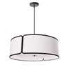 Luminaire suspendu de Dainolite avec abat-jour cylindrique blanc à encoches qui diffuse la lumière, fini noir et 4 ampoules