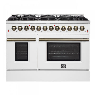 Forno Galiano 48" White Dual Fual Range, 6.58 cu. ft. double ovens- FFSGS6156-48WHT | Cuisiniere a double combustible Galiano 48 po, blanche, 6,58 pi³ double four - FFSGS6156-48WHT