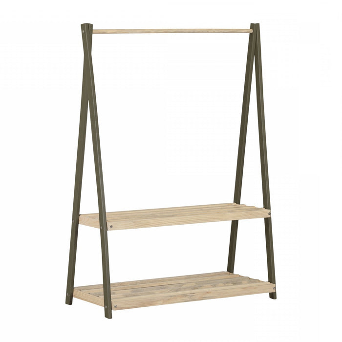 Portant à vêtements Sweedi en bois pour enfants - vert olive