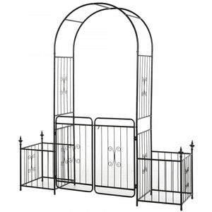 Outsunny - Arche De Jardin En Metal De 87 Pouces Avec Double Porte, 2 Paniers A Plantes Lateraux, Cadre De Vigne Grimpante.