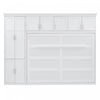 Lit Mural Escamotable Eileen Avec Rangements, Taille Queen, Blanc