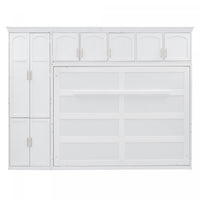 Lit Mural Escamotable Eileen Avec Rangements, Taille Queen - Blanc