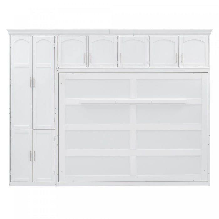 Lit Mural Escamotable Eileen Avec Rangements, Taille Queen, Blanc