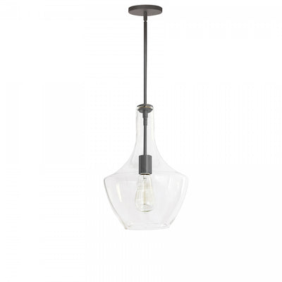 Dainolite Petalite 1 Light Pendant Small Matte Black Clear Glass Lamp|Petit luminaire suspendu Petalite de Dainolite en verre transparent, avec fini noir mat et 1 ampoule