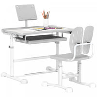 Qaba Ensemble Bureau Et Chaises Pour Enfants, Table D'etude Et Chaises Reglables En Hauteur Avec Bur