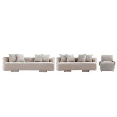 Verandah Mid-Century Modern 3-Piece Sofa Set in Beige | Ensemble de canape 3 pieces Verandah style mid-century modern en beige