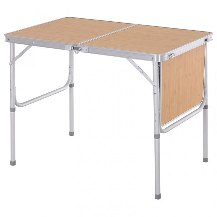 Outsunny Table de Pique-Nique Pliante 3ft avec Etagere Coulissante en Aluminium