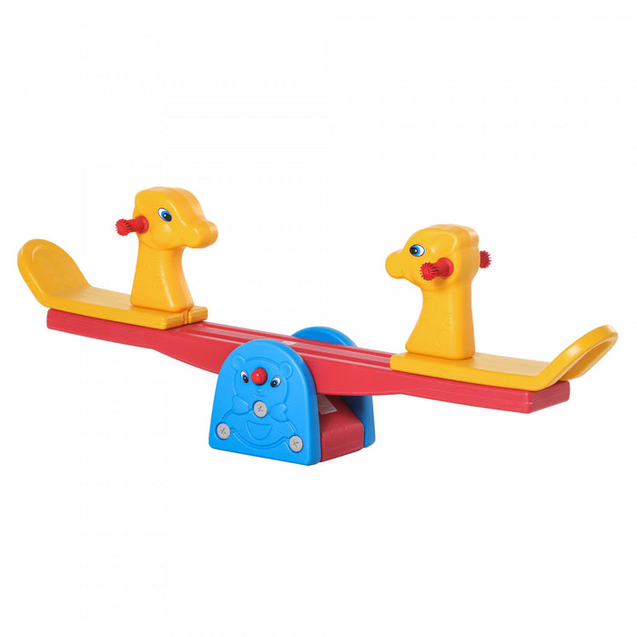 Qaba Balancoire Pour Enfants Bascule De Securite 2 Sieges Avec Poignees Faciles A Saisir Interieur Exterieur Salon Salle De Jeux Equipement De Jardin, Pour 1 A 4 Ans Multicolore