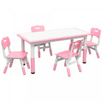 Qaba Ensemble De Table Et Chaises Pour Enfants Avec 4 Chaises, Hauteur Reglable, Surface De Table Fa