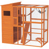 Pawhut Catio Enclos D'exterieur Pour Chat, 76\" De Long, Grande Maison Resistante Aux Intemperies Avec Plates-formes De Saut, Echelle, Rampes, Hamac Pour 2-3 Chats, Orange
