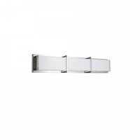 Lumière de coiffeuse Winston de Dainolite en acrylique blanc qui diffuse la lumière, avec fini chromé poli et ampoule de 36 W