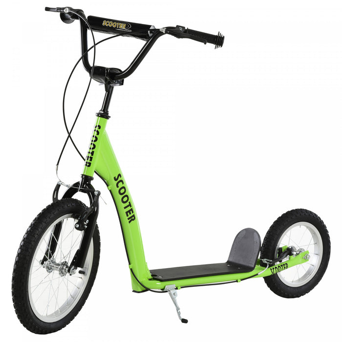 Aosom Trottinette Pour Enfants Avec Guidon Reglable Et Double Frein, Vert