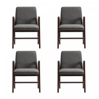  Fauteuil moderne Stella en velours avec accoudoirs en bois, graphite - Lot de 4