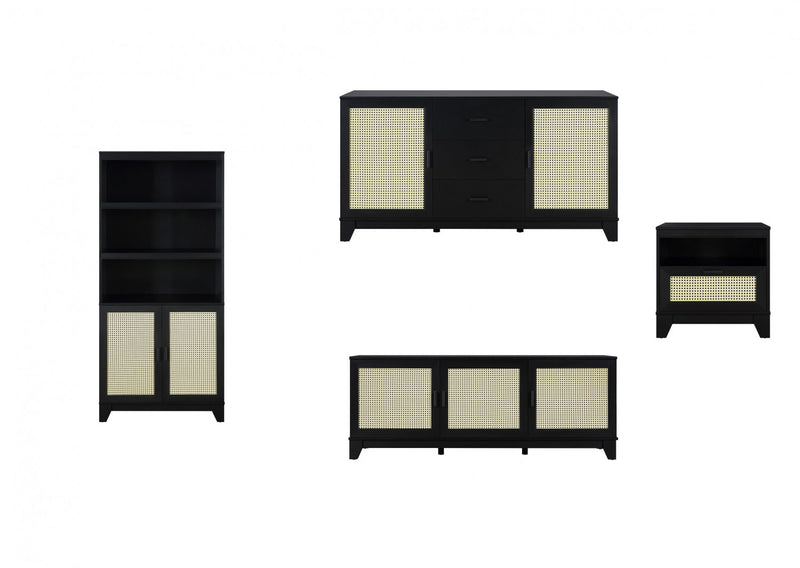 Ensemble de salon Sheridan style milieu du siecle 4 pieces en noir