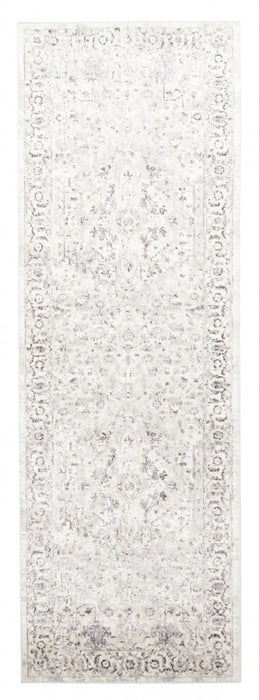 Tapis de Couloir Traditionnel Mira 2'8\" x 8'2\" en Gris