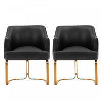  Chaise de salle a manger Raya en bois moderne et cuir vegetalien noir - Lot de 2