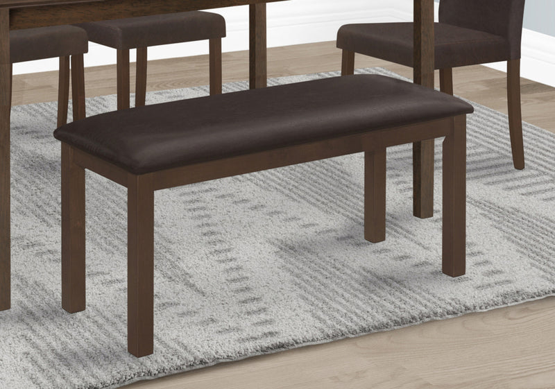 Banc rectangulaire rembourré brun en bois de style transitionnel pour la salle à manger, la cuisine et l’entrée