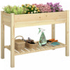 Outsunny Bac de Plantation sureleve avec Etagere de Rangement, Naturel