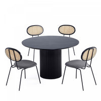 Ensemble de salle a manger chic industriel moderne Hathaway et Jardin 5 pieces, noir et gris