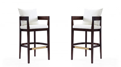 Ritz Mid-Century Modern Wood Upholstered Barstool in Ivory - Set of 2 | Tabouret de bar en bois rembourre style mid-century Ritz, ivoire – Lot de 2