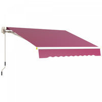 Outsunny Auvent Retractable 8' X 6.5' Avec Lumieres LED, Uv40+, Rouge Vin