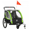 Aosom Remorque velo enfant 2 places, poussette pour tout-petit, vert