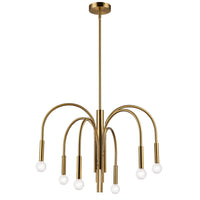 Lustre Callway de Dainolite avec fini laiton vieilli et 6 ampoules